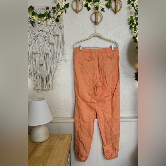 Athleta Womens Cabo Linen Joggers Peach Orange Drawstring Waist Size 10 Tall - Picture 5 of 15